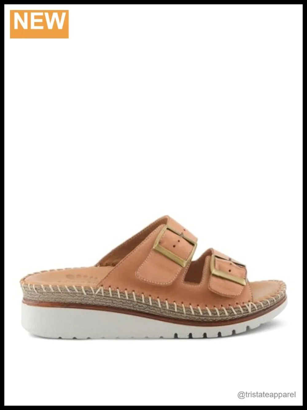 Women's Spring Step Minisia Leather Wedge Sandals, Double Strap